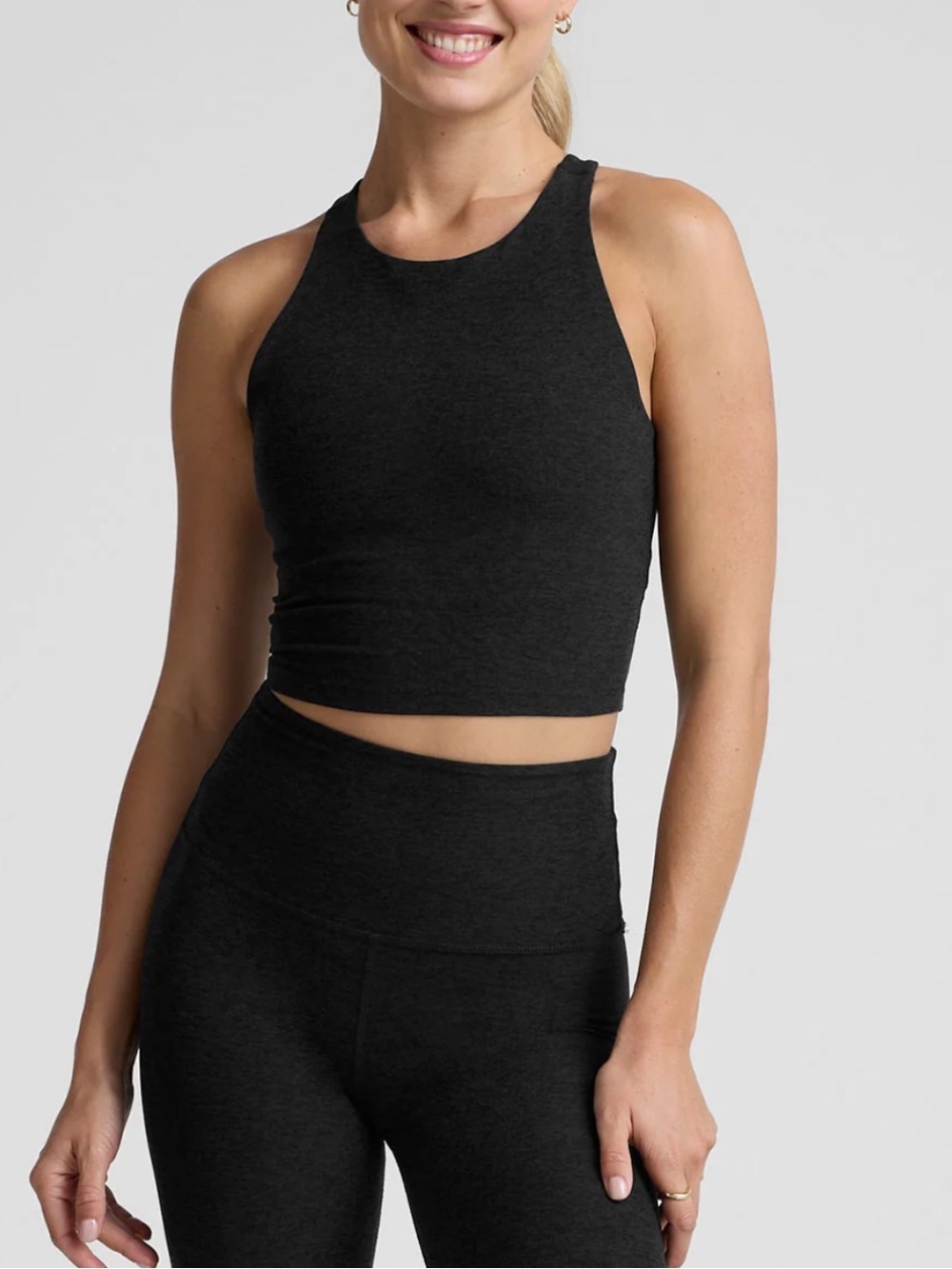 Beyond Yoga High-Neck Cropped Tank Top in Black
